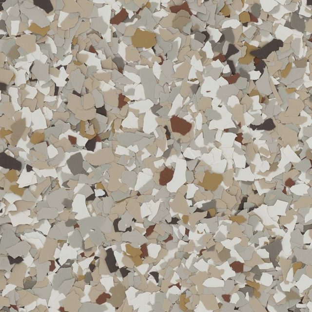 Creekbed Torginol color flake blend for garage floor coatings